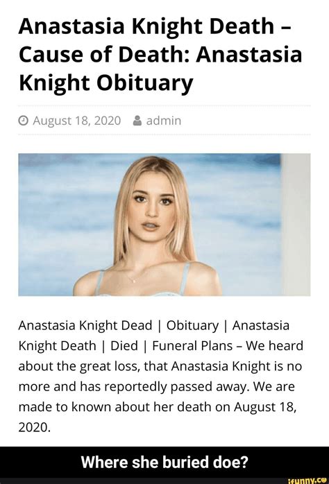 anastasia knight death|Anastasia knight is dead, Someone know what happen